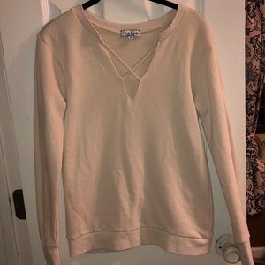 Medium Tan/Cream V - Neck Sweater🌻